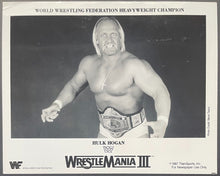 Load image into Gallery viewer, 1987 Wrestlemania III Hulk Hogan B&amp;W Publicity Photo WWF WWE Wrestling Vintage
