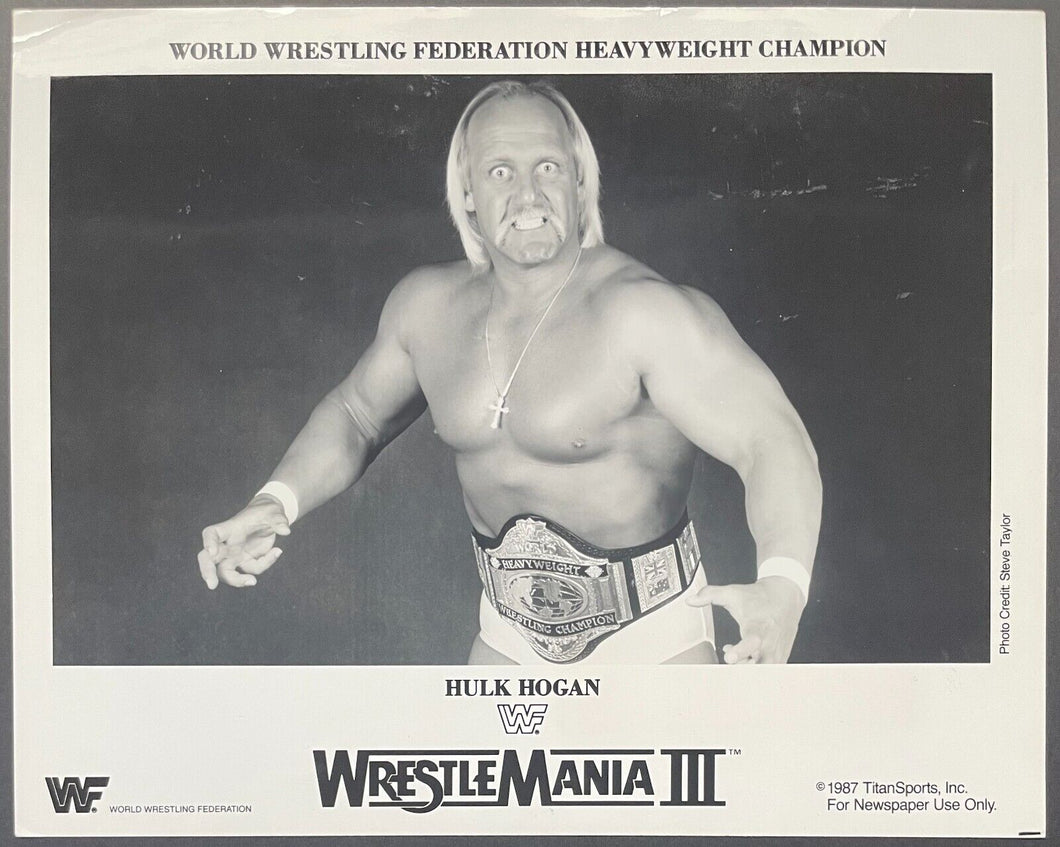 1987 Wrestlemania III Hulk Hogan B&W Publicity Photo WWF WWE Wrestling Vintage