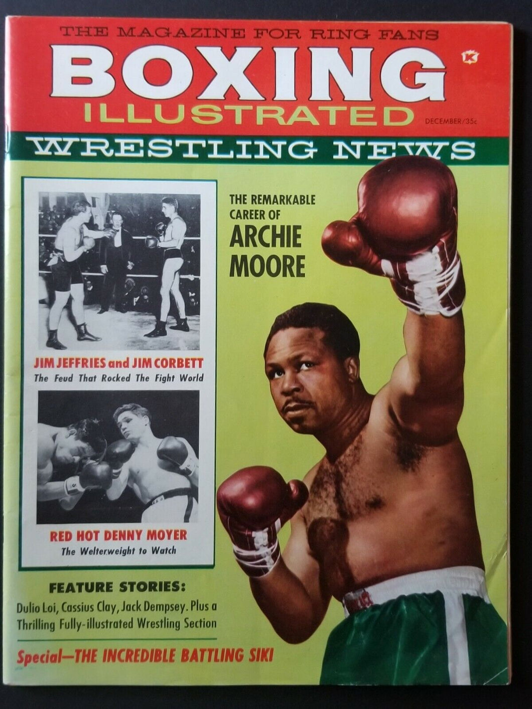 1960 Boxing Illustrated Magazine Archie Moore + Early Cassius Clay Featured Vtg