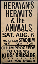 Load image into Gallery viewer, 1966 Herman&#39;s Hermits Concert Ticket + CHUM Chart Maple Leaf Stadium Music VTG
