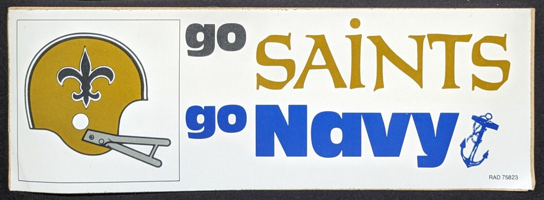1970s New Orleans Saints Navy Vintage Original NFL Football Bumper Sticker