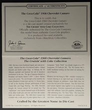 Load image into Gallery viewer, 1968 Coca Cola Chevrolet Camaro Dinky Diecast Matchbox Collectibles Model Car
