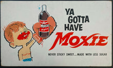 Load image into Gallery viewer, Vintage Moxie Soda Point Of Sale Cardboard Advertisment Sign c1950 Boxing Unused
