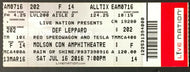 2016 Def Leppard Reo Speedwagon Concert Ticket Molson Amphitheatre Toronto