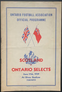 1939 Ontario Football Association Official Programme Scotland v. Ontario Soccer