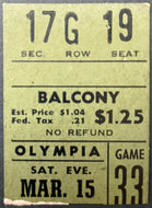 1952 Detroit Red Wings Ticket Stub Gordie Howe Ted Lindsay NHL Hockey Olympia