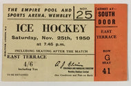 1950 Ice Hockey Ticket The Empire Pool & Sports Arena Wembley Arena London