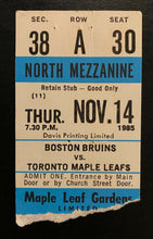 Load image into Gallery viewer, 1985 NHL Hockey Maple Leaf Gardens Program Toronto Leafs Bruins + Ticket Stub
