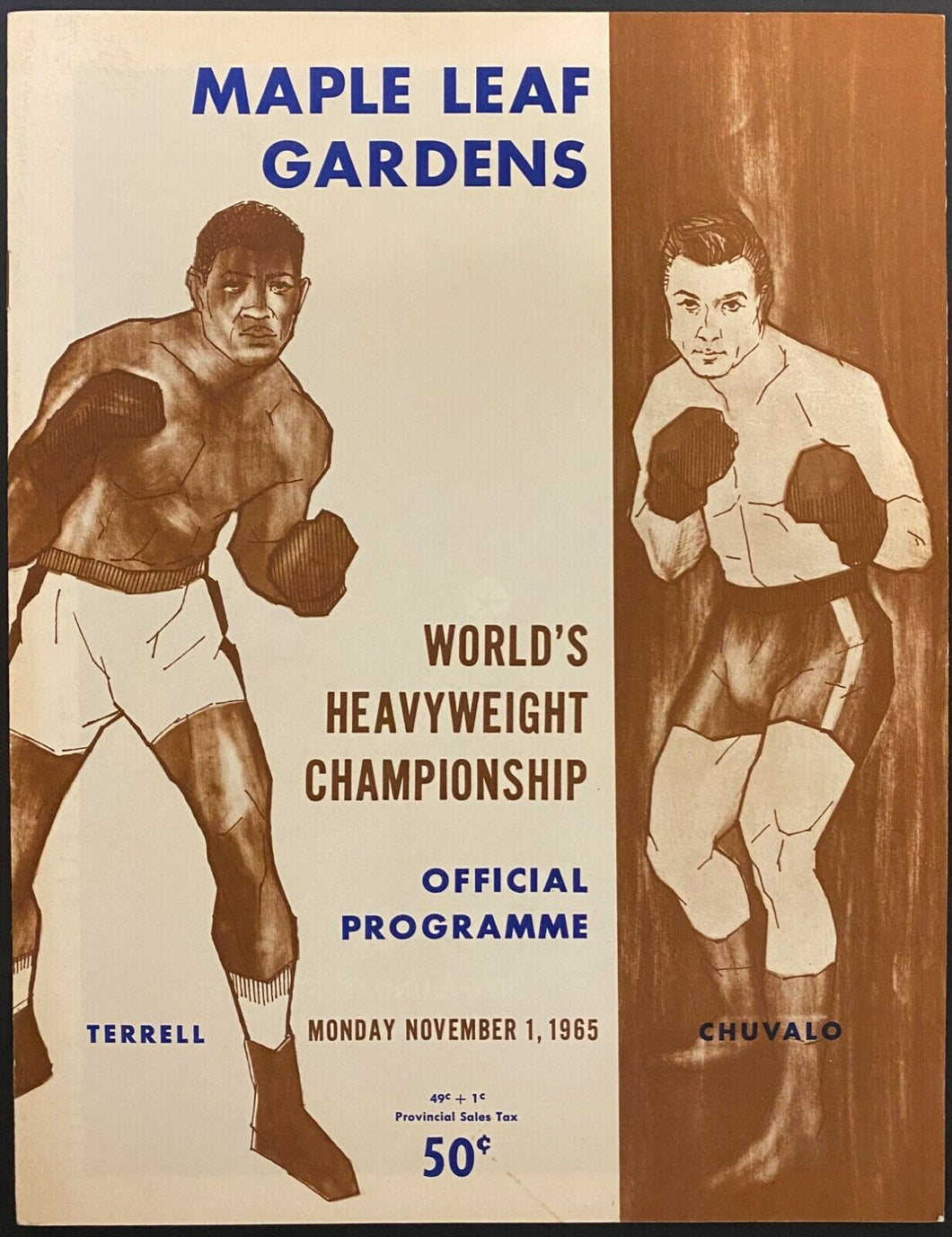1965 Heavyweight Championship Fight Boxing Program George Chuvalo Ernie Terrell