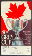 1992 CFL Grey Cup Ticket SkyDome Calgary Stampeders Winnipeg Blue Bombers