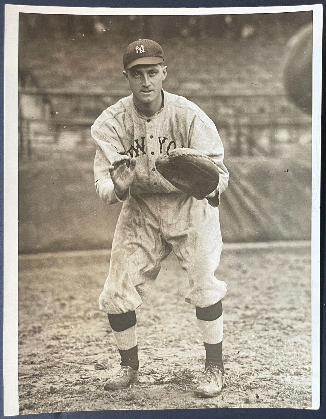 1913 New York Yankees Catcher in Uniform at the Ballpark Photograph MLB LOA