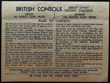 Load image into Gallery viewer, 1932 British Consols NHL Hockey Contest Entry Form Unused Vintage Old Rare
