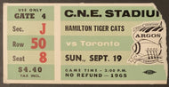 1965 CFL Football Ticket CNE Stadium Toronto Argonauts vs Hamilton Tiger-Cats