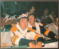 Ed Johnston + Gerry Cheevers Autographed Bruins NHL Hockey Photo Signed JSA
