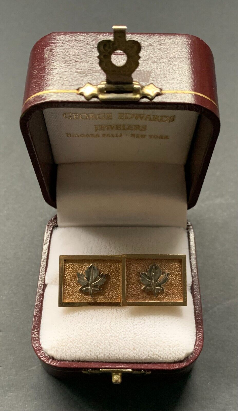 c1960's Toronto Maple Leaf 10k Gold Cufflinks NHL Hockey George Edwards Jewelers