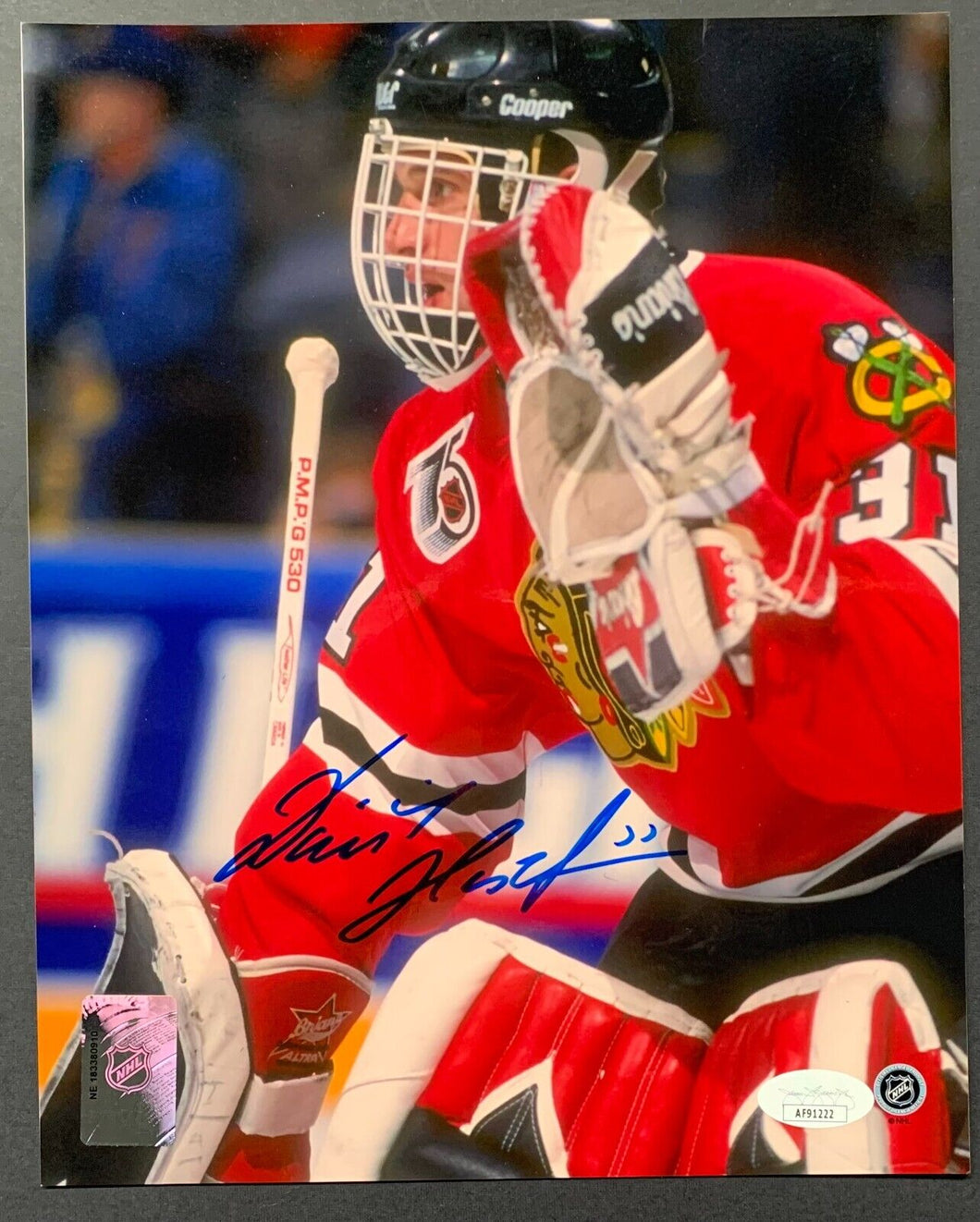 Dominik Hasek Autographed Photo Chicago Blackhawks NHL Hockey Signed JSA COA