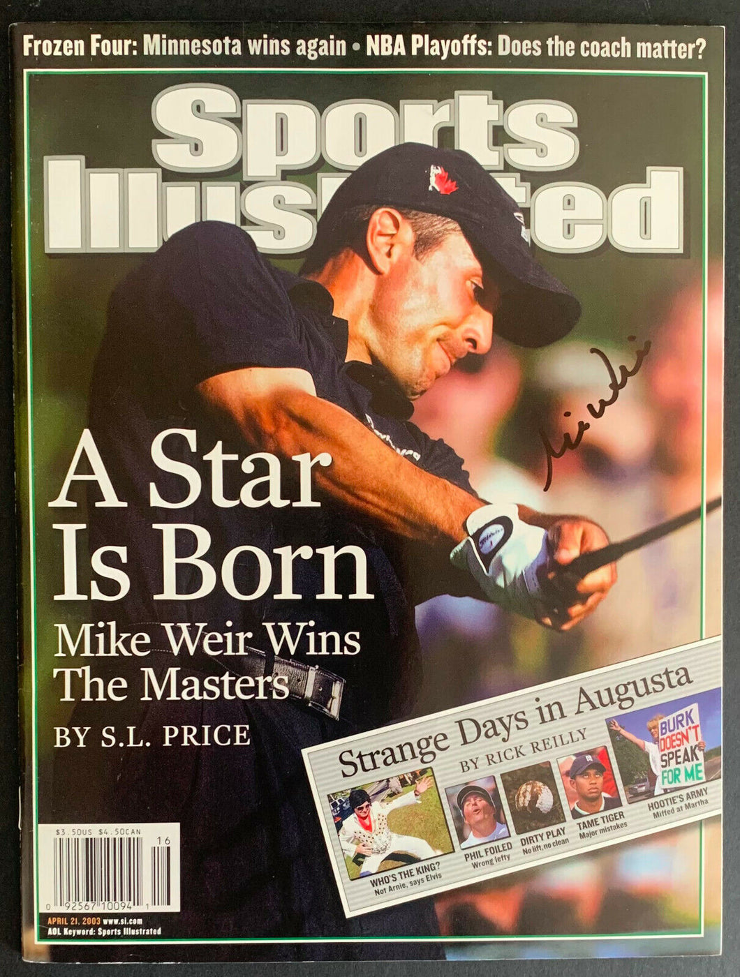 2003 Sports Illustrated Masters Golf Issue Mike Weir Autographed Cover Signed