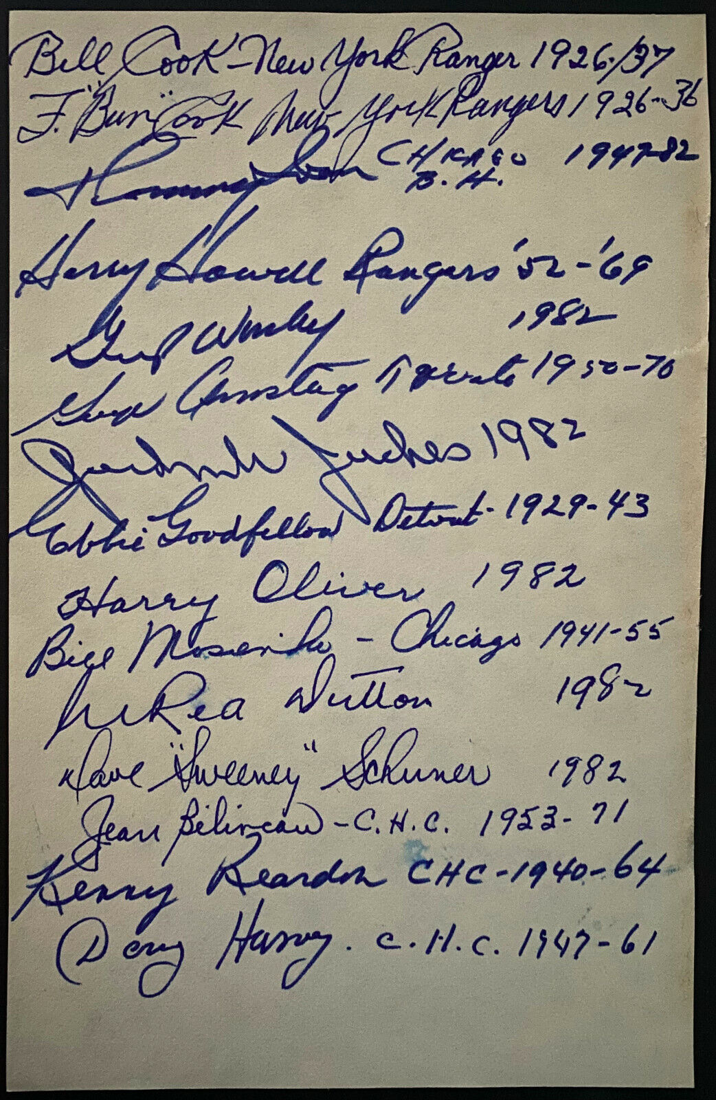 NHL Hockey Hall Of Famers Rare Autographed Signed Sheet x15 Worsley Cook + JSA