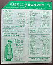 Load image into Gallery viewer, 1963 CKEY Radio Survey Chart Toronto Music Skeeter Davis Faron Young Vintage
