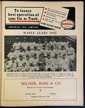 Load image into Gallery viewer, 1945 IL Baseball Program Toronto Maple Leafs Eisenhower + Churchill on Cover
