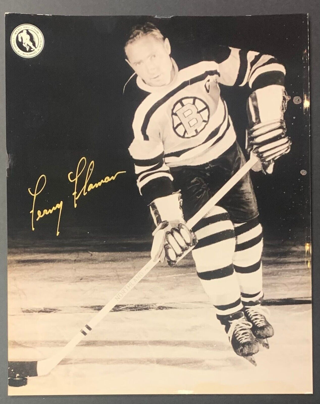Fern Flaman Autographed Boston Bruins NHL Hockey Photo Signed