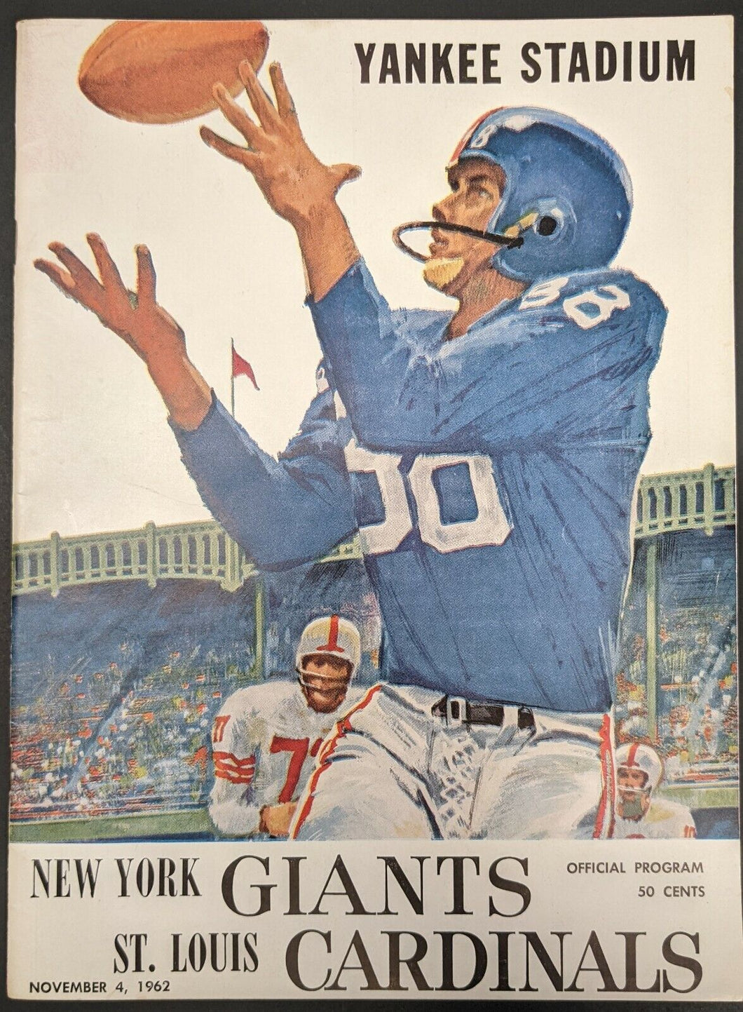 1962 New York Giants Unscored Program Yankee Stadium St. Louis Cardinals NFL VTG