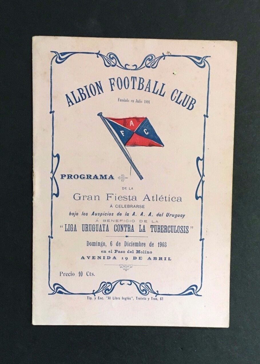 1903 Albion Football Soccer Club Program Montevideo Uruguay Athletic Comp