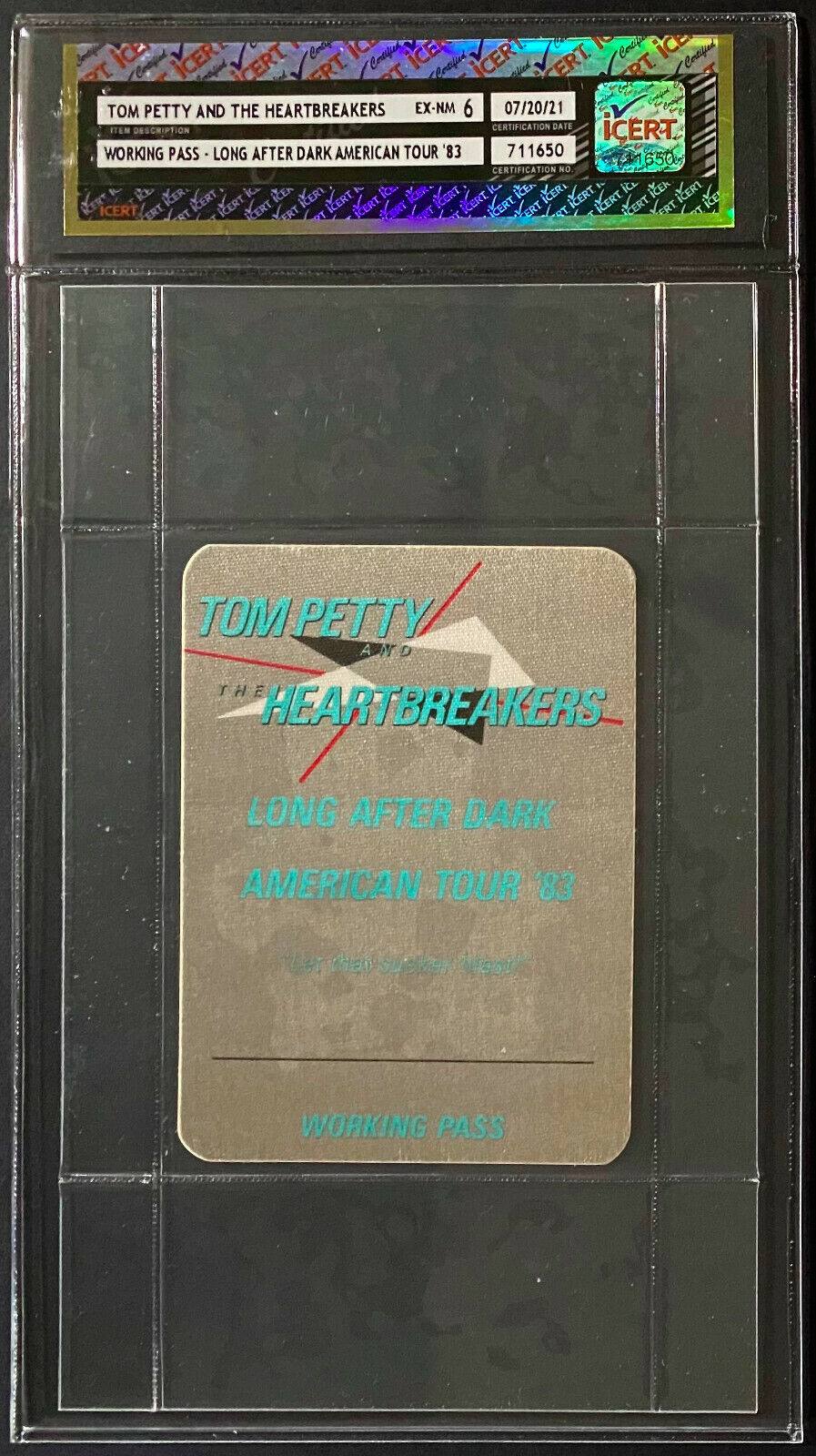 Tom Petty And The Heartbreakers Working Pass Long After Dark American Tour 83