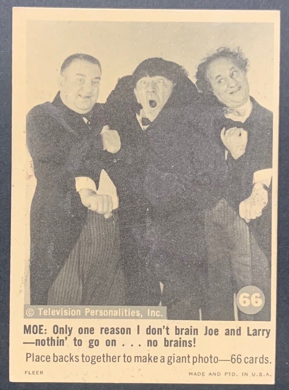 1966 Fleer #66 Three Stooges Card Final Card in Set Television Personalities Inc