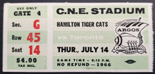 Load image into Gallery viewer, 1966 C.N.E. Stadium Hamilton Tiger Cats vs Toronto Argonauts CFL Football Ticket
