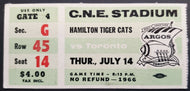 1966 C.N.E. Stadium Hamilton Tiger Cats vs Toronto Argonauts CFL Football Ticket