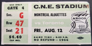 1966 C.N.E. Stadium Montreal Alouettes vs Toronto Argonauts CFL Football Ticket
