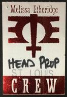 Vintage Melissa Etheridge Concert Tour Backstage Crew Pass St. Louis Show