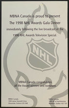 Load image into Gallery viewer, 1998 NHL Hockey Awards Dinner VIP Ticket + Advertiser Card Dominik Hasek MVP
