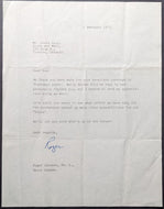 Roger Jackson Autographed Signed Letter 1964 Olympics Canadian Gold Medalist