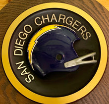 Load image into Gallery viewer, Vintage 1970s NFL San Diego Chargers Round Wall Hanging Helmet Plaque Rare
