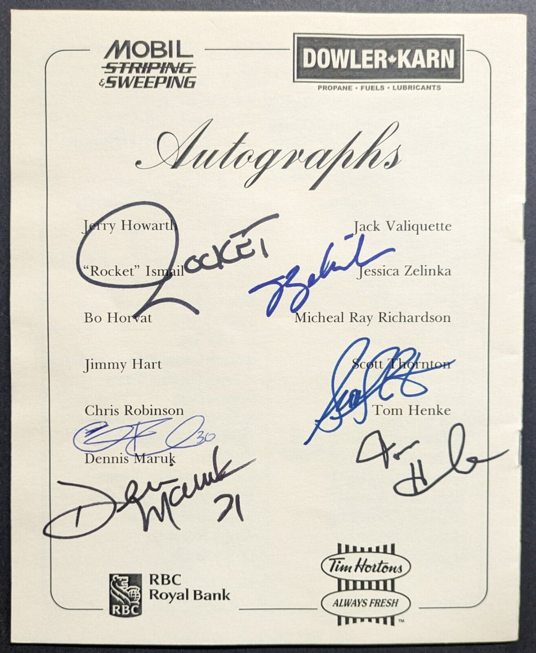 2014 St. Thomas Sports Celebrity Dinner Signed x6 Program Autographed CFL NHL