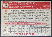 Load image into Gallery viewer, 1952 Topps Baseball Billy Johnson #83 St. Louis Cardinals MLB Card Vintage
