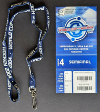 Load image into Gallery viewer, 2004 Canada vs Czechs World Cup Of Hockey Semi-Final Ticket + Lanyard
