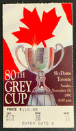 1992 CFL Grey Cup Ticket SkyDome Calgary Stampeders vs Winnipeg Blue Bombers