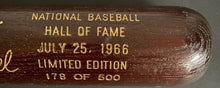 Load image into Gallery viewer, 1966 Hall of Fame Induction Bat Ted Williams Ltd Ed 178/500 Cooperstown Baseball
