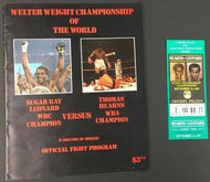 1981 Sugar Ray Leonard Thomas Hearns Fight Program + Ticket Stub Caesars Palace