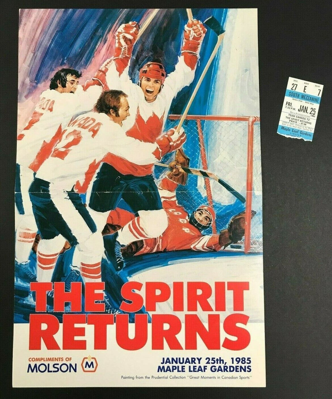 1972 Team Canada Hockey Alumni Program & Ticket Stub 1985 Spirit Returns Game