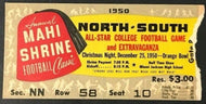 1950 North South Mahi Shrine All Star College Football Game Ticket Stub NCAA