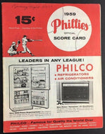 1959 Opening Day Baseball Program Philadelphia Phillies Cincinnati Reds MLB Vtg