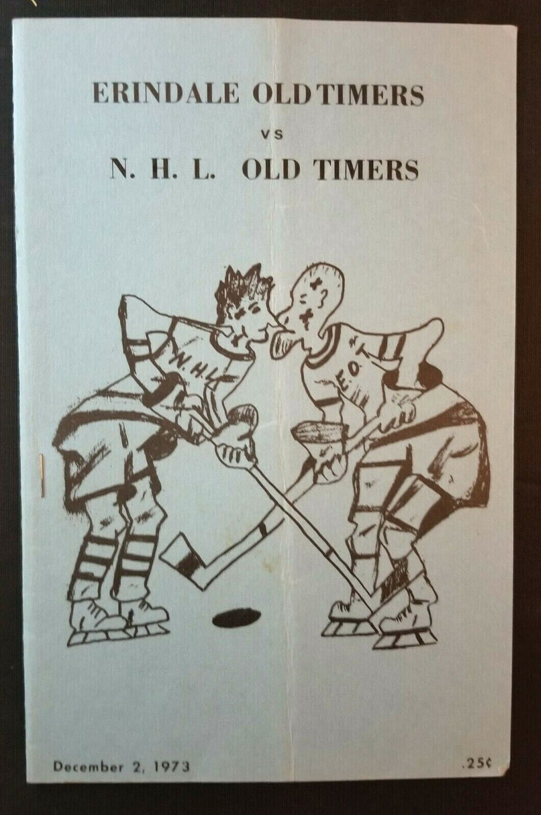 1973 NHL Oldtimers Hockey Game Program NHL vs Erindale HOFERS Vintage