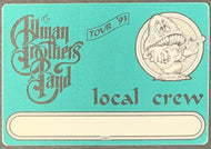 1993 Allman Brothers Band Concert Tour Road Crew Backstage Pass Vintage