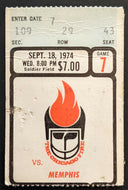 1974 Chicago Fire vs Memphis World Football League Ticket + Sideline Pass