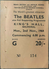 Load image into Gallery viewer, 1964 The Beatles Concert Ticket Stub King's Hall, Belfast, North Ireland PSA
