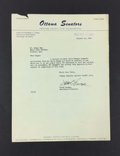Load image into Gallery viewer, 1950 Vintage NHL Letter Ottawa Senators Hockey Regarding Larry Regan

